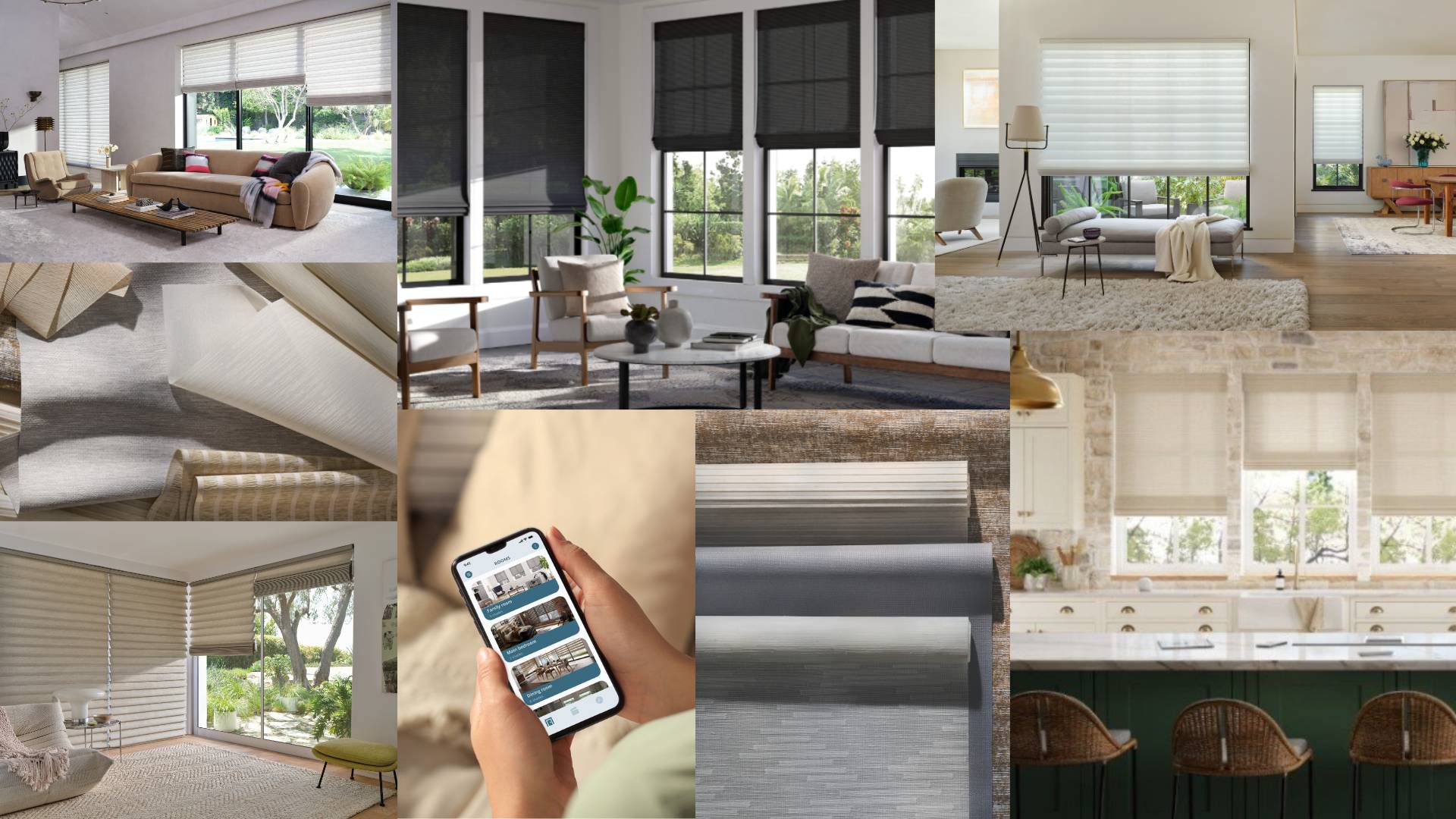 a collage of various blinds and controllers